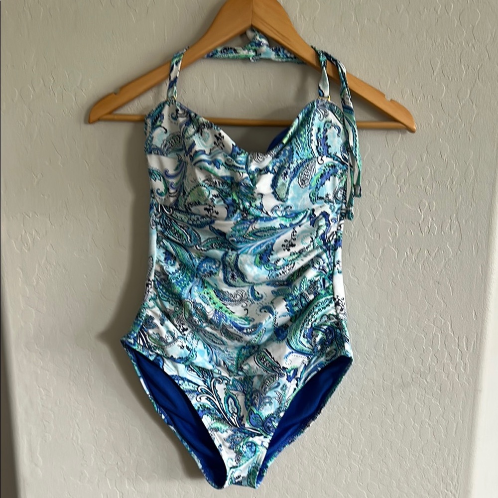 Ralph Lauren Blue and Green Paisley Swimsuit